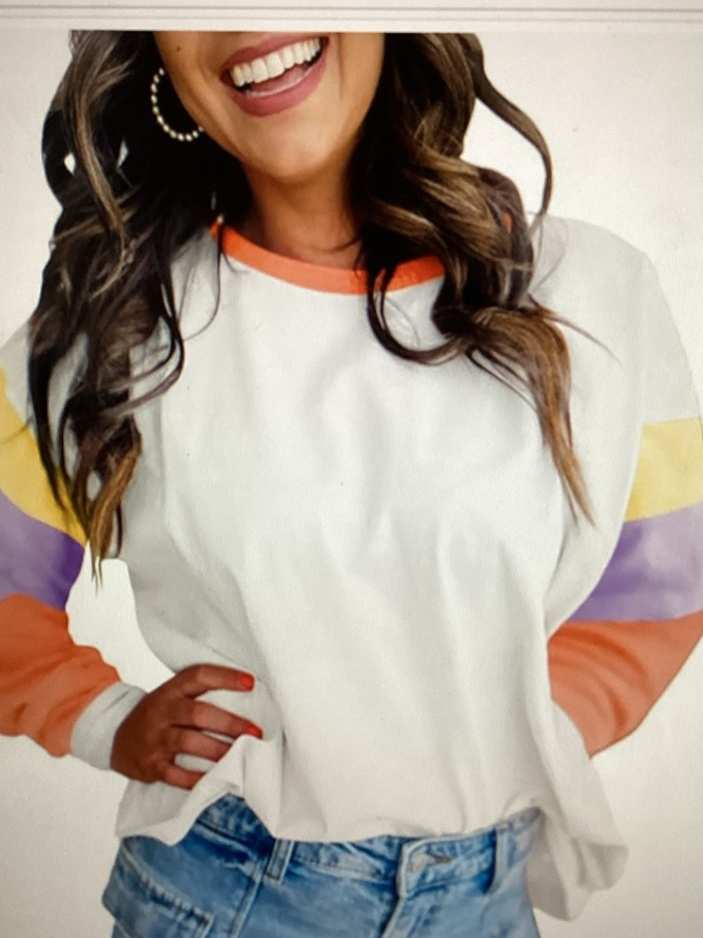 Miduo XXL Colorblock long sleeve Crewneck- 95% Cotton